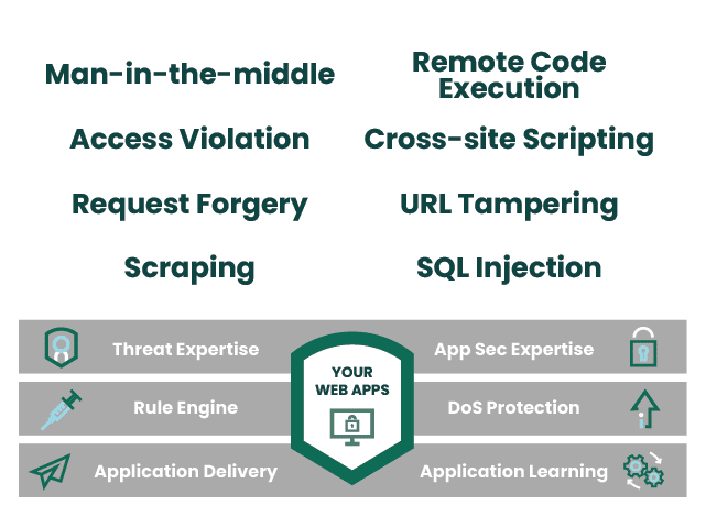 Visual representation of WAF utilizing traditional and behavioral threat detection